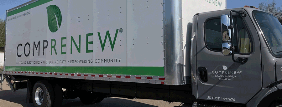 Comprenew Truck picking up electronics recycling