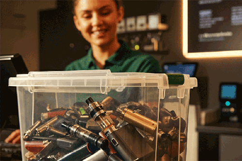 Vape device collection at retail stores and dispensaries