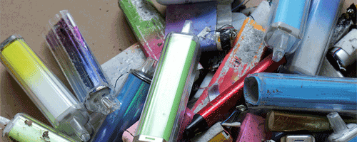 Discarded vape devices needing proper disposal
